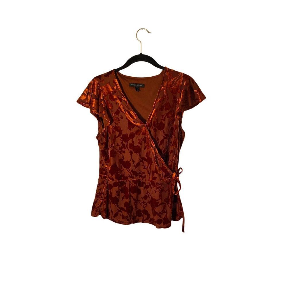 Banana Republic women’s Rust reptile floral BoHo burn out top S